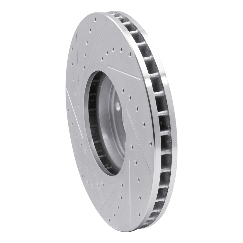 BMW X5 Brake Rotor (1) - Front Right - R1 Concepts - Drilled & Slotted - Silver - `02-`06